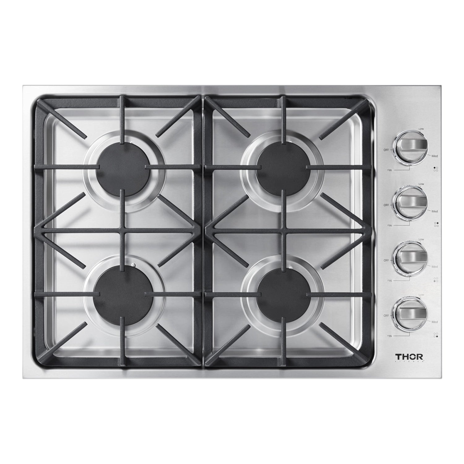 images Thor Kitchen 30" Professional Drop-In Gas Cooktop with Four Burners in Stainless Steel TGC3001 - Image 1