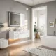 Totti Wave 48" White Modern Bathroom Vanity with Super White Man-Made Stone Top & Sink-EVVN147-48WH - Image 2