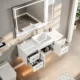 Totti Wave 48" White Modern Bathroom Vanity with Super White Man-Made Stone Top & Sink-EVVN147-48WH - Image 5