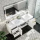 Totti Wave 60" White Modern Double Sink Bathroom Vanity with Super White Man-Made Stone Top & Sinks-EVVN147-60WH - Image 5