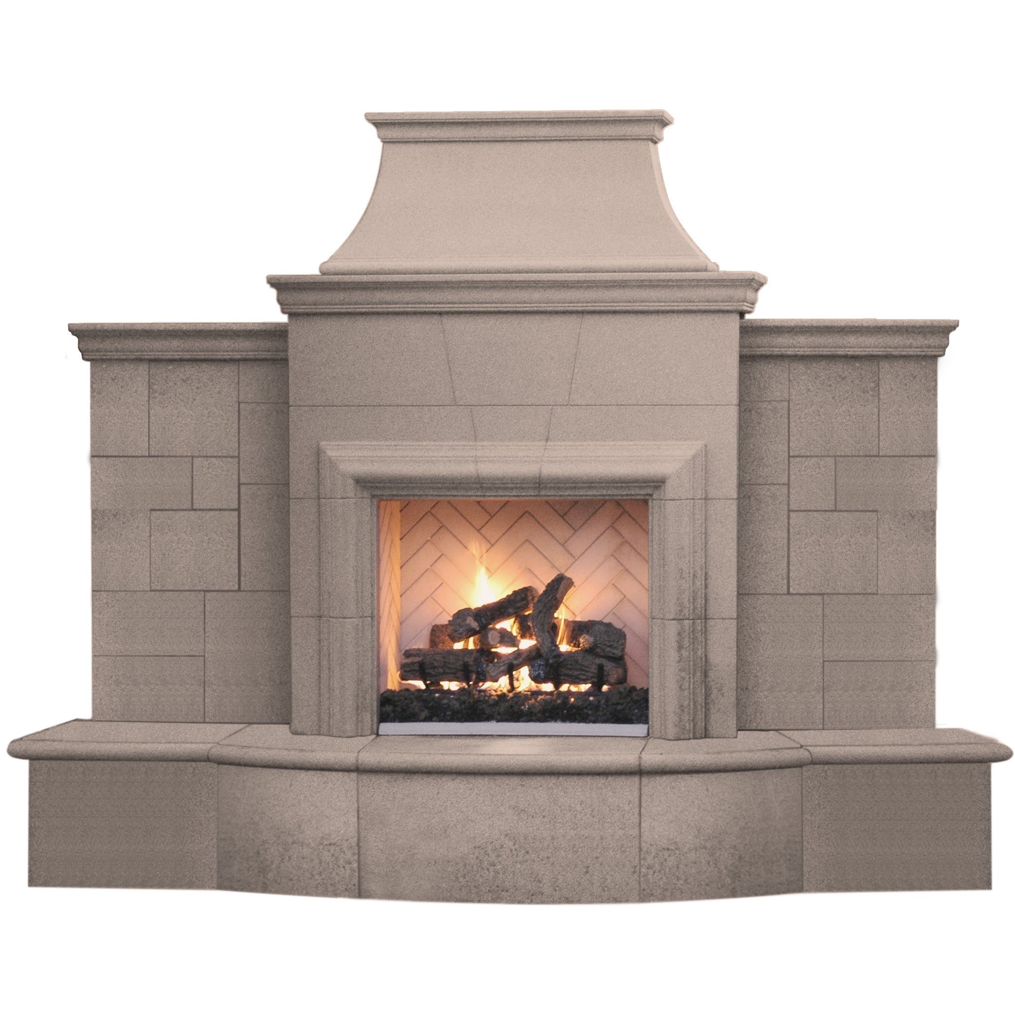 images American Fyre Designs Grand Petite Cordova Outdoor Fireplace with Extended Bullnose Hearth 865-10-N-SM-LBC - Image 1