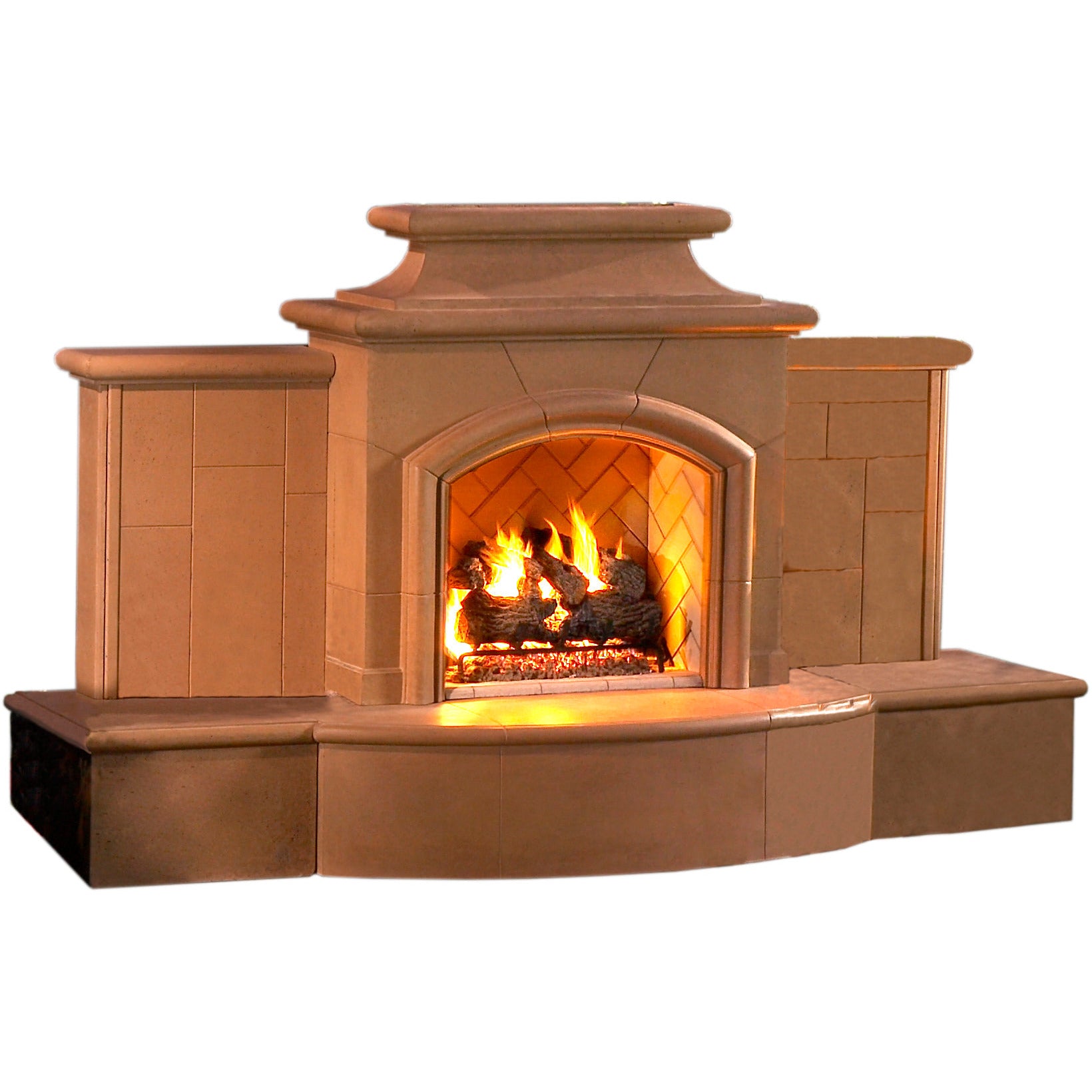 images American Fyre Designs Grand Mariposa Outdoor Vented Fireplace with Extended Bullnose Hearth 868-05-N-CB-LUC - Image 1