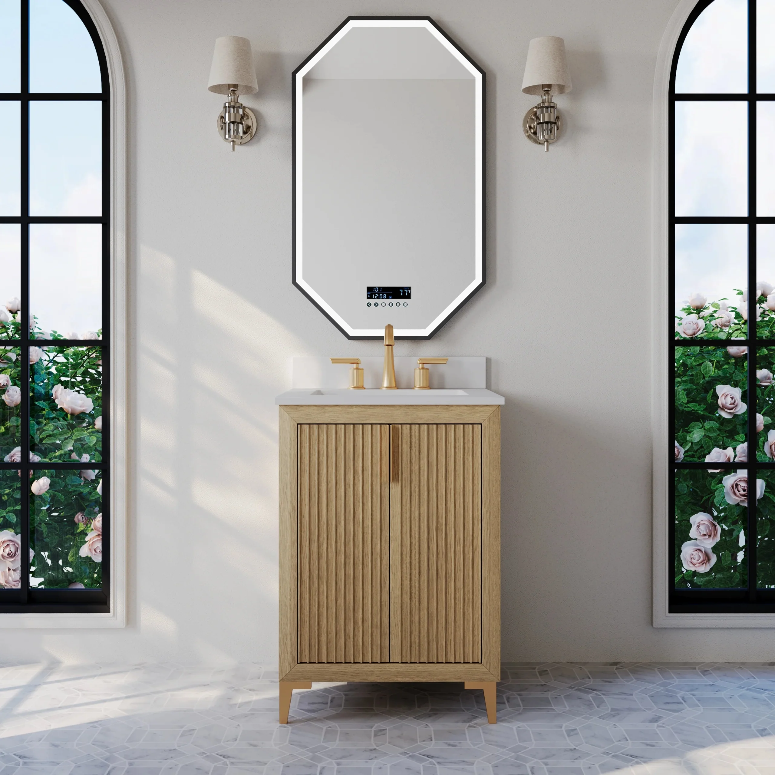 images Ancerre 24” Turlington Bathroom Vanity Oak Single Sink VTS-Turlington-24-Oak-WQZ - Image 1