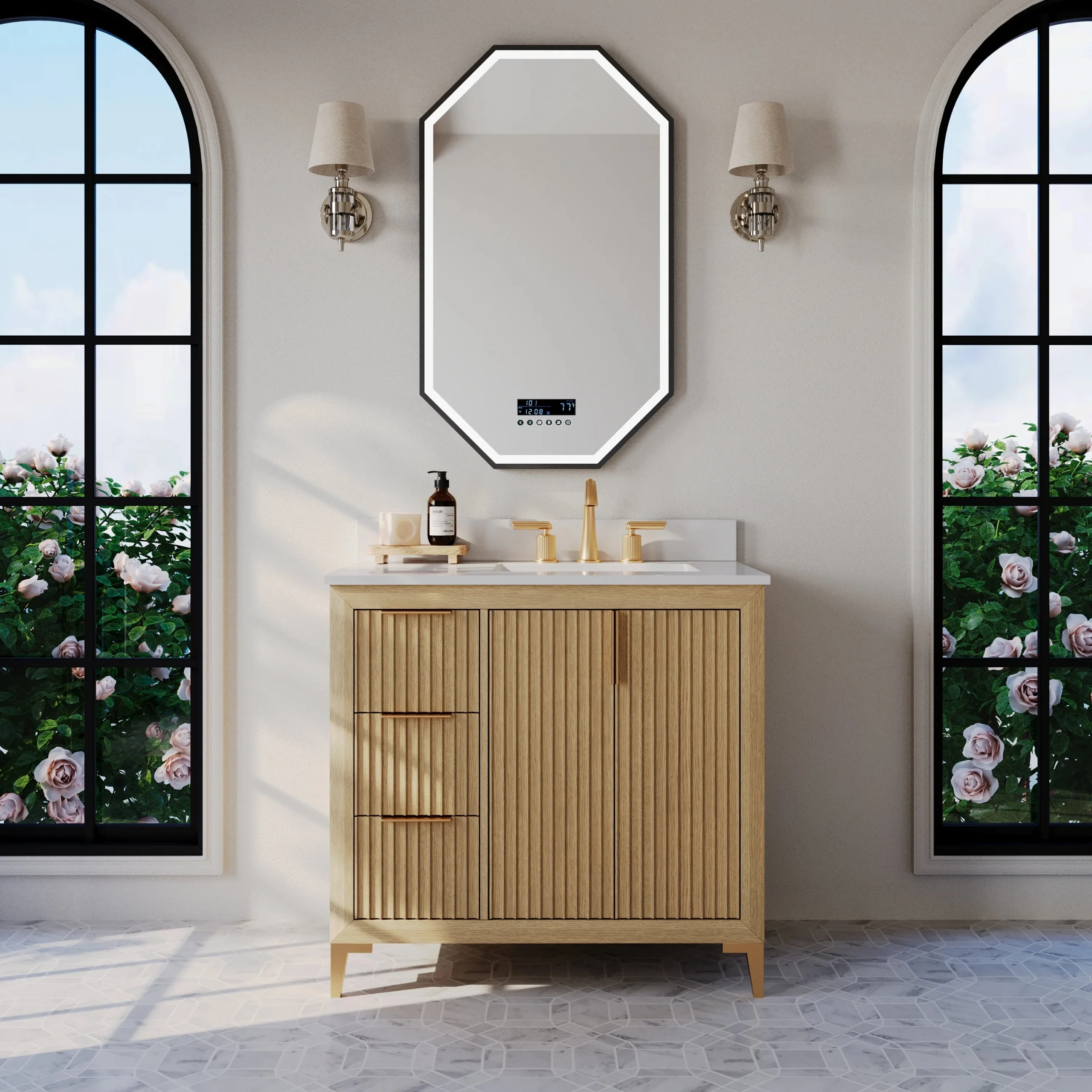 images Ancerre 36” Turlington Bathroom Vanity Oak Single Sink VTS-Turlington-36-Oak-WQZ - Image 1