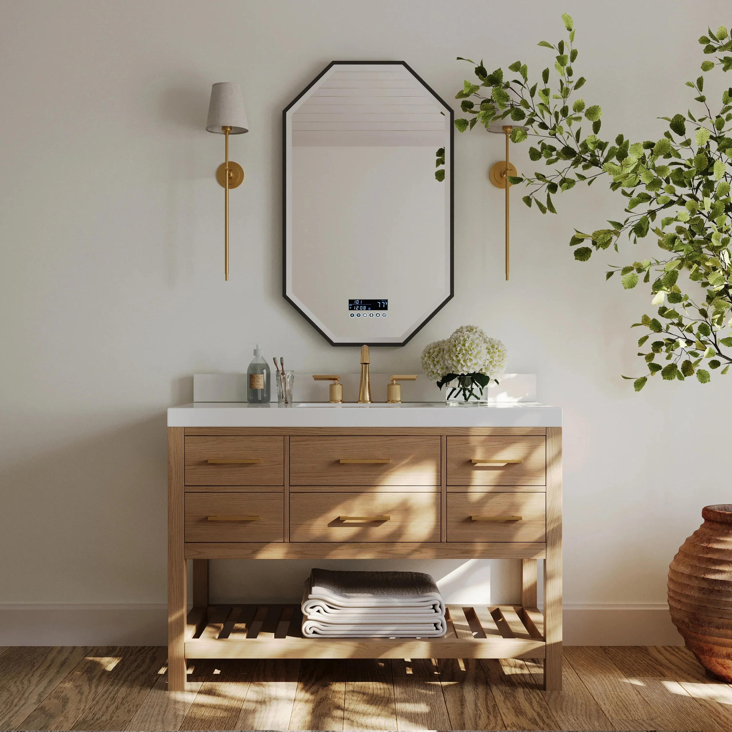 images Ancerre 48” Elizabeth Bathroom Vanity Oak Single Sink VTS-Elizabeth-48-Oak-WQZ - Image 1