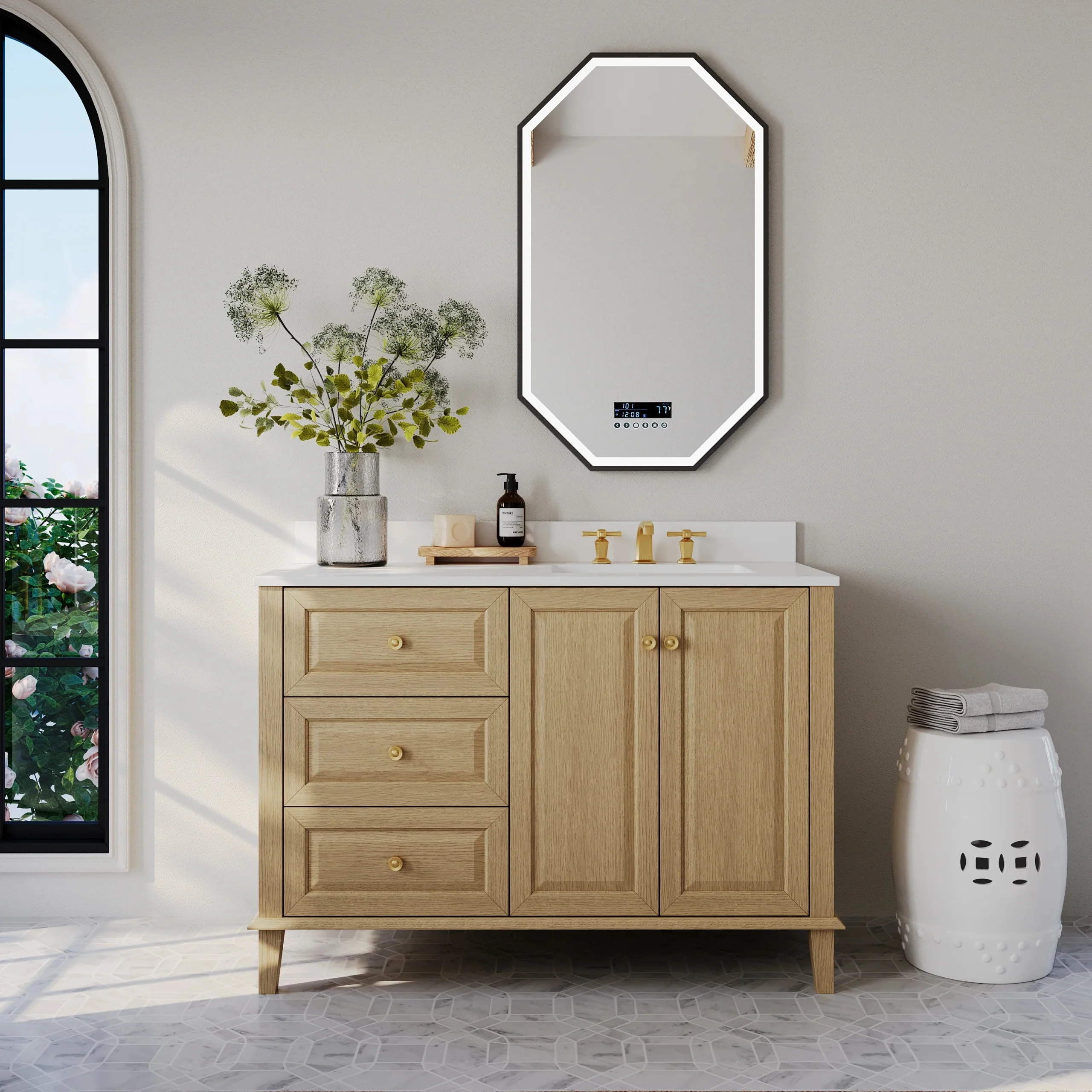 images Ancerre 48” Hannah Bathroom Vanity Oak Single Sink VTS-Hannah-48-R-Oak-WQZ - Image 1