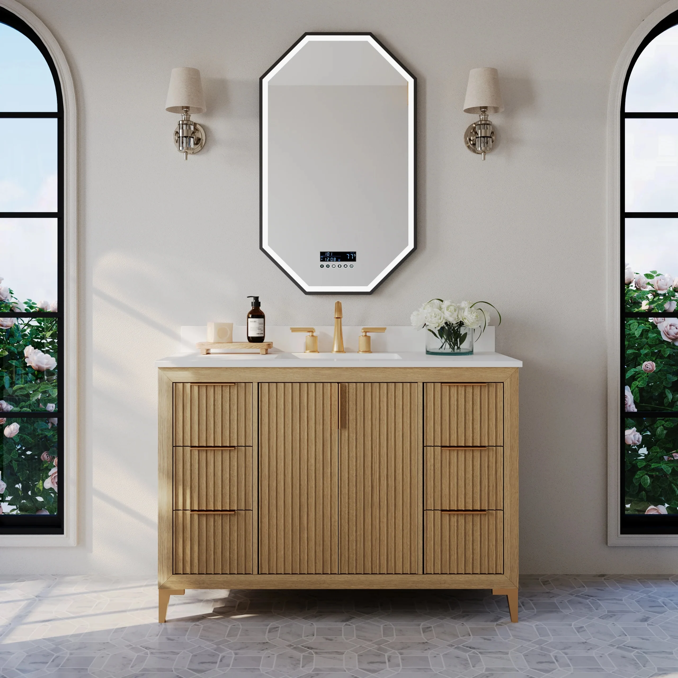 images Ancerre 48” Turlington Bathroom Vanity Oak Single Sink VTS-Turlington-48-Oak-WQZ - Image 1