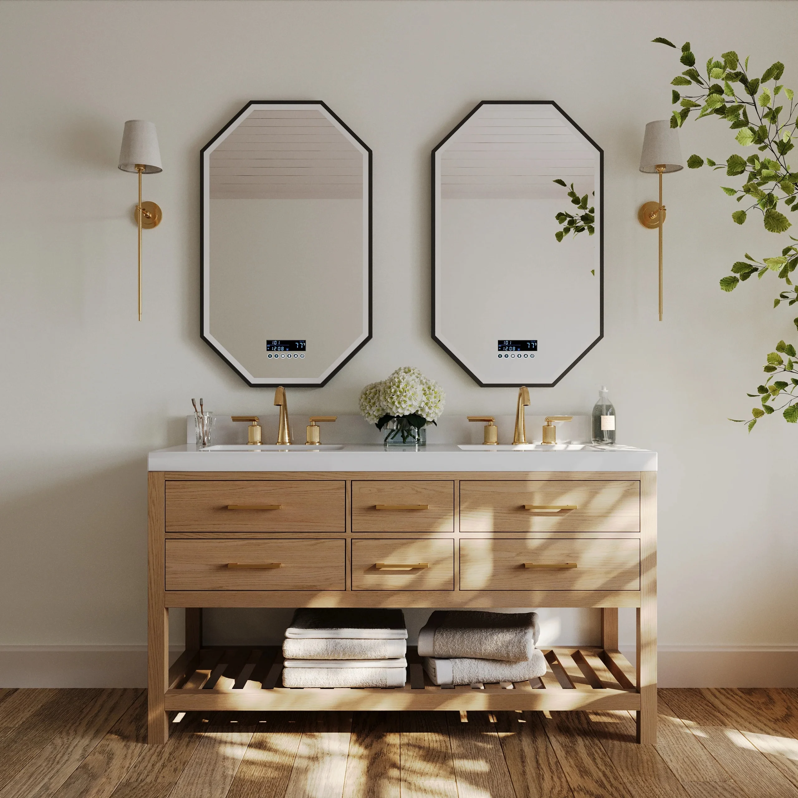 images Ancerre 60” Audrey Bathroom Vanity Oak Double Sink VTS-Elizabeth-60-Oak-WQZ - Image 1