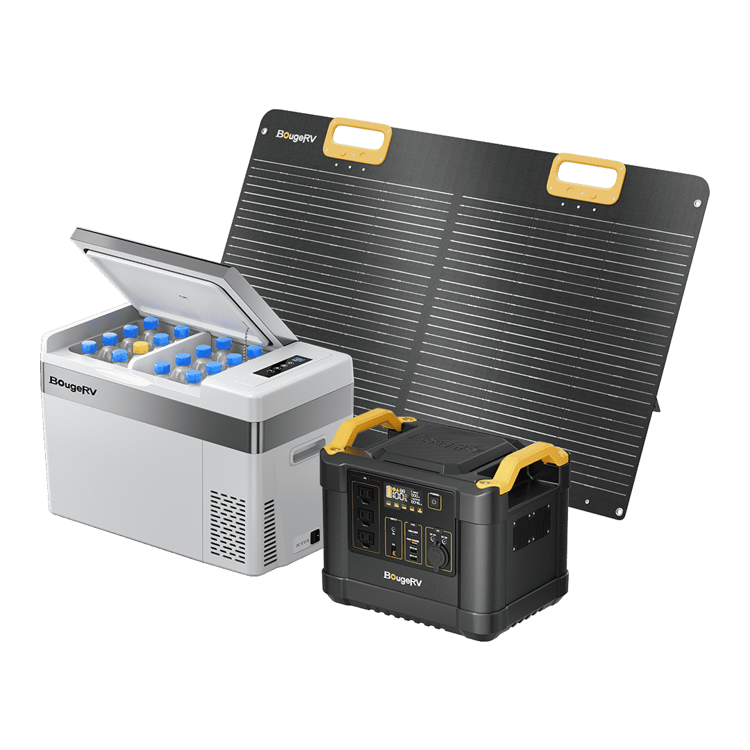 images BougeRV 1120Wh LiFePO4 Solar Generator With 30 Quart Portable Fridge ISE120N-192-02803
