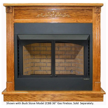 images Buck Stove Standard Mantel Dark Oak for 36" ZCBB Gas Stoves PA KDMZCBB - Image 1