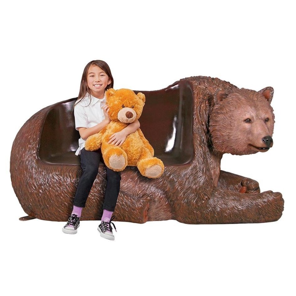 images Design Toscano Brawny Grizzly Bear Bench Sculpture NE1600172 - Image 1