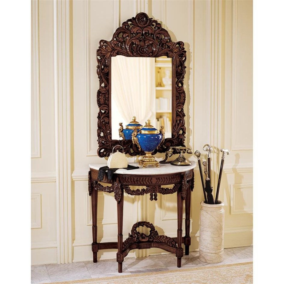 images design-toscano-chateau-gallet-marble-topped-hardwood-console-table-with-mirror-dy94047