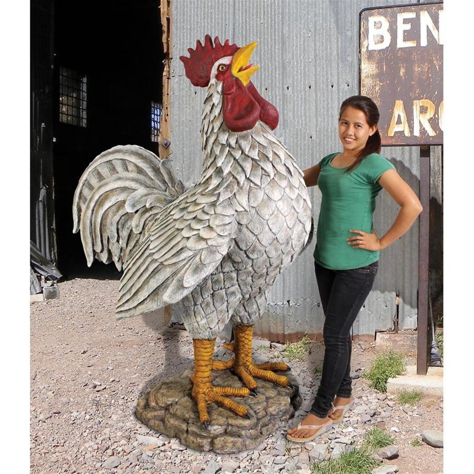images Design Toscano Cock-a-doodle-do, Giant Roadside Rooster Garden Statue NE110114 - Image 1