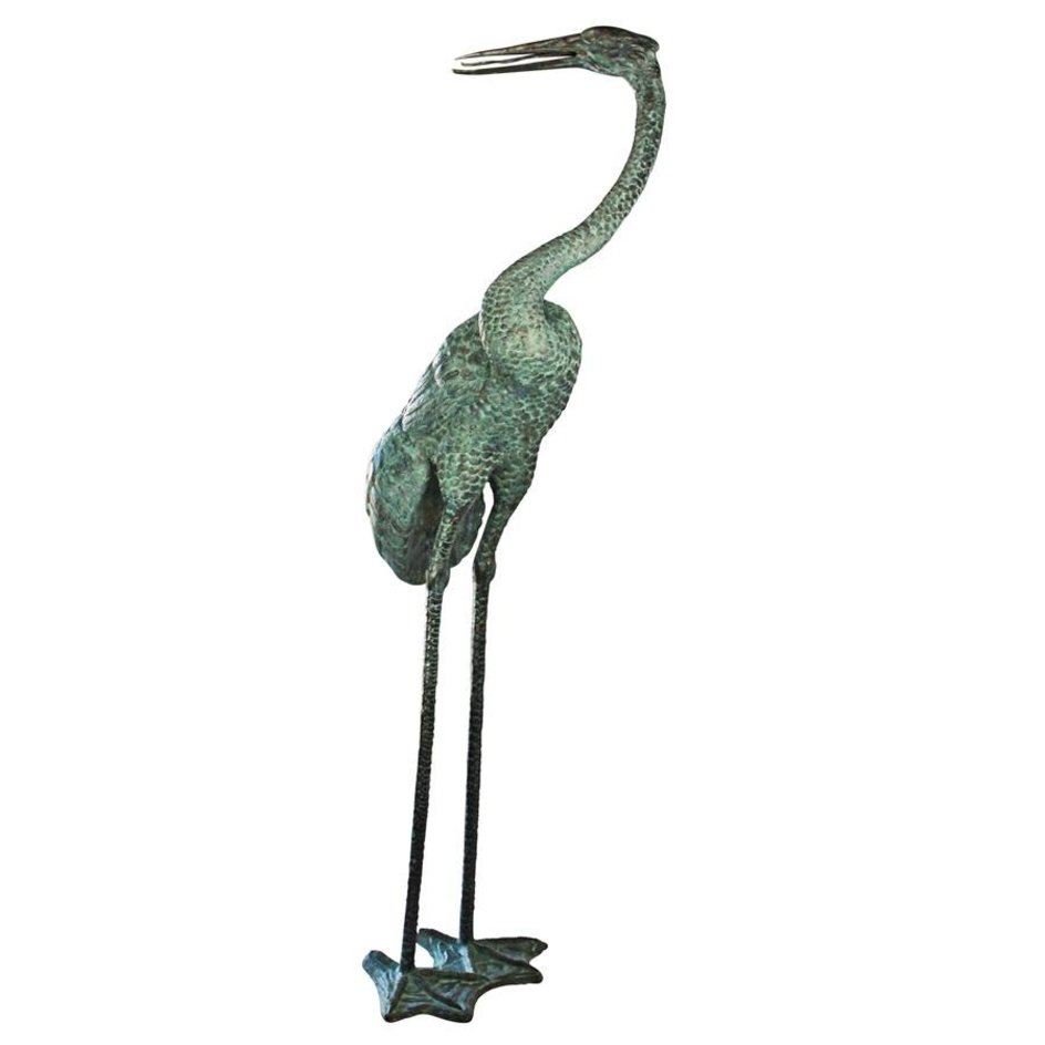 images Design Toscano Colossal Crane Bronze Garden Statue: Curved Neck PK7451 - Image 1