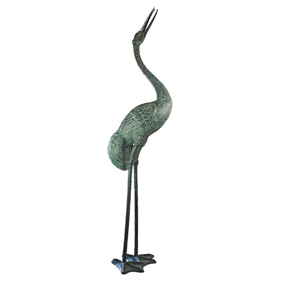 images Design Toscano Colossal Crane Bronze Garden Statue: Straight Neck PK7452 - Image 1