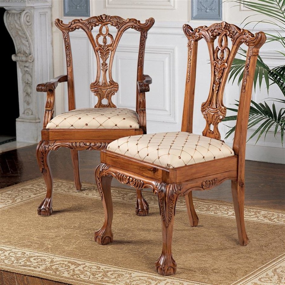 images Design Toscano English Chippendale Chairs: Set of Six AF91008 - Image 1