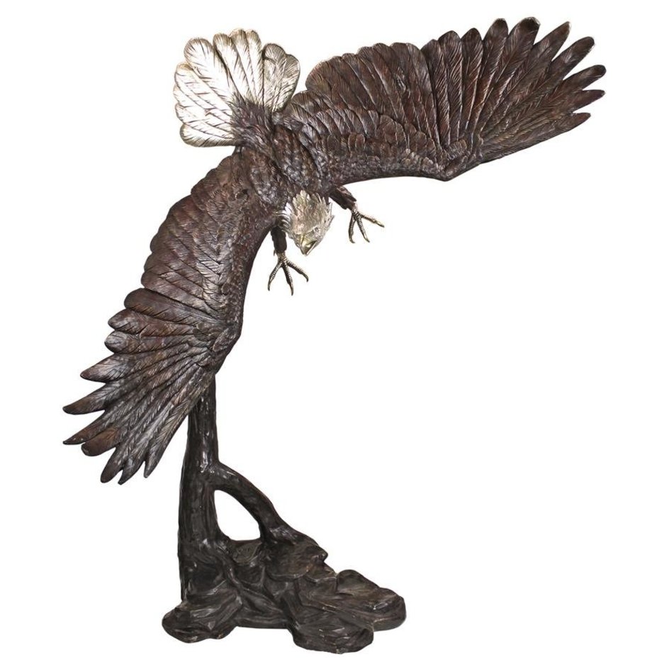 images Design Toscano Final Approach Monumental Eagle Cast Bronze Garden Statue PB1117 - Image 1
