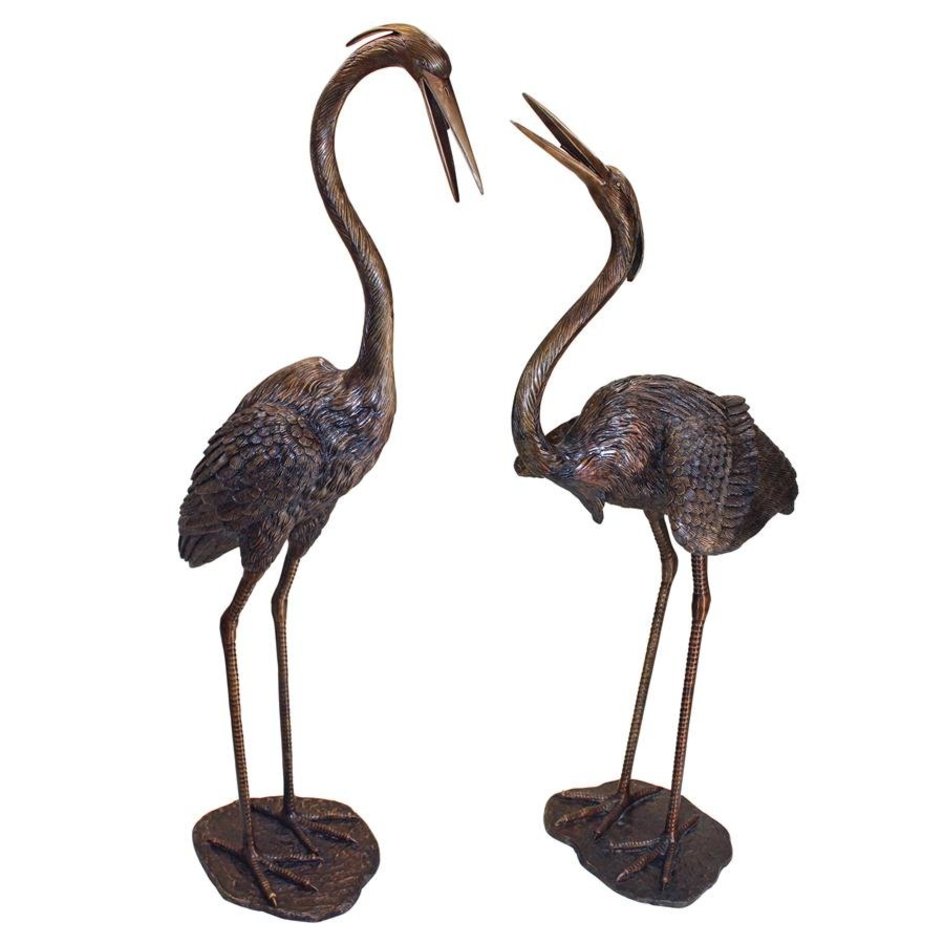 images Design Toscano Grande Heron Cast Bronze Garden Statue Set PN96970 - Image 1