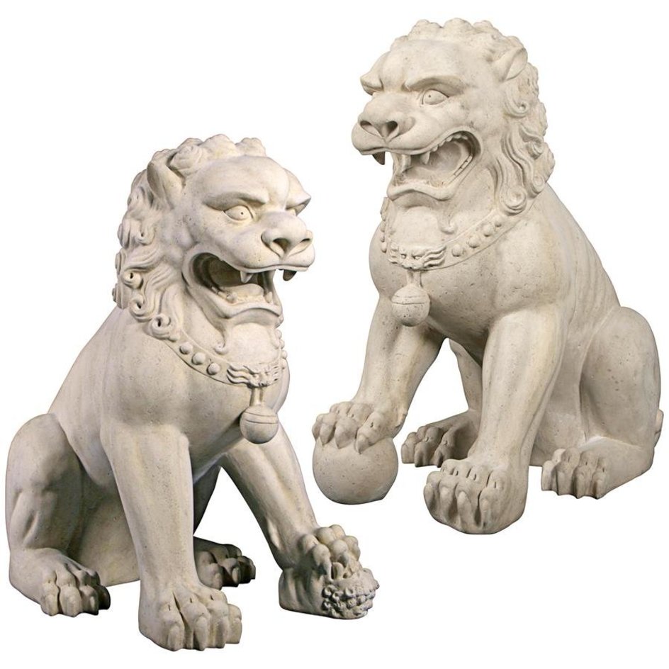 images Design Toscano Grand Palace Chinese Lion Foo Dog Statues: Set of Male & Female (alone) NE519016 - Image 1