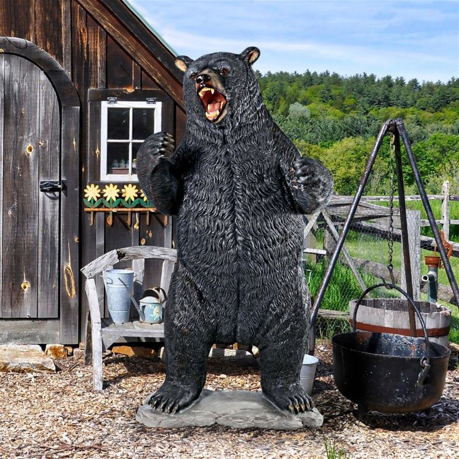 images Design Toscano Growling Black Bear Life-Size Statue NE867203 - Image 1