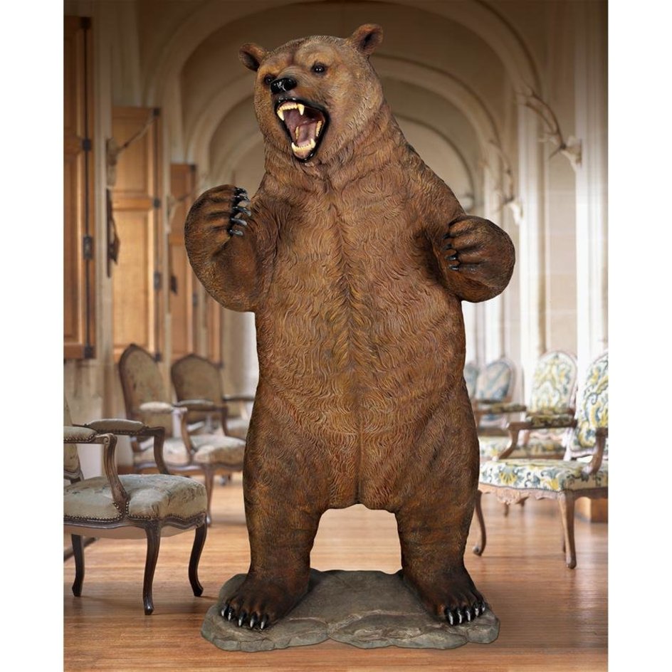 images Design Toscano Growling Grizzly Bear Life-Size Statue NE120049 - Image 1