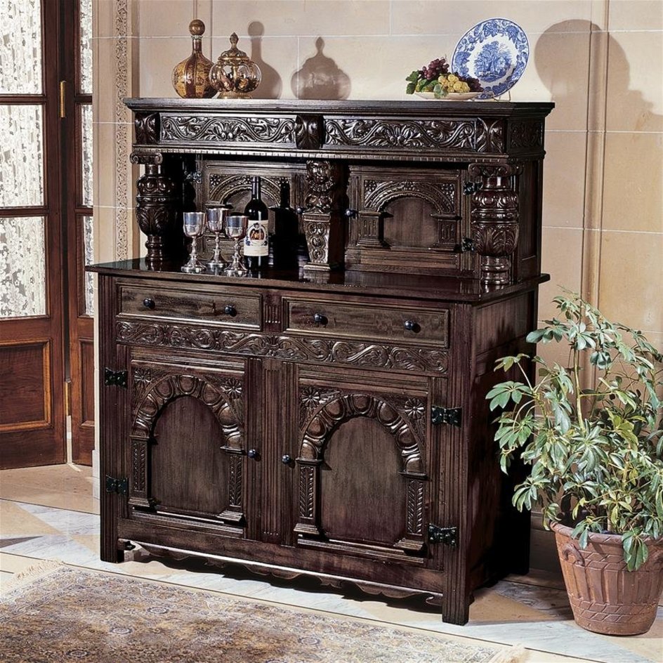 images Design Toscano Jacobean Court Cupboard Buffet Table AF2116 - Image 1