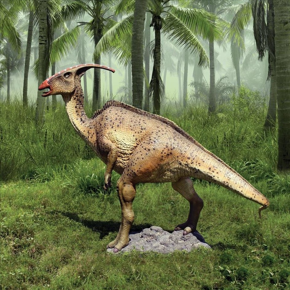images Design Toscano Jurassic-Sized Parasaurolophus Dinosaur Statue NE100056 - Image 1