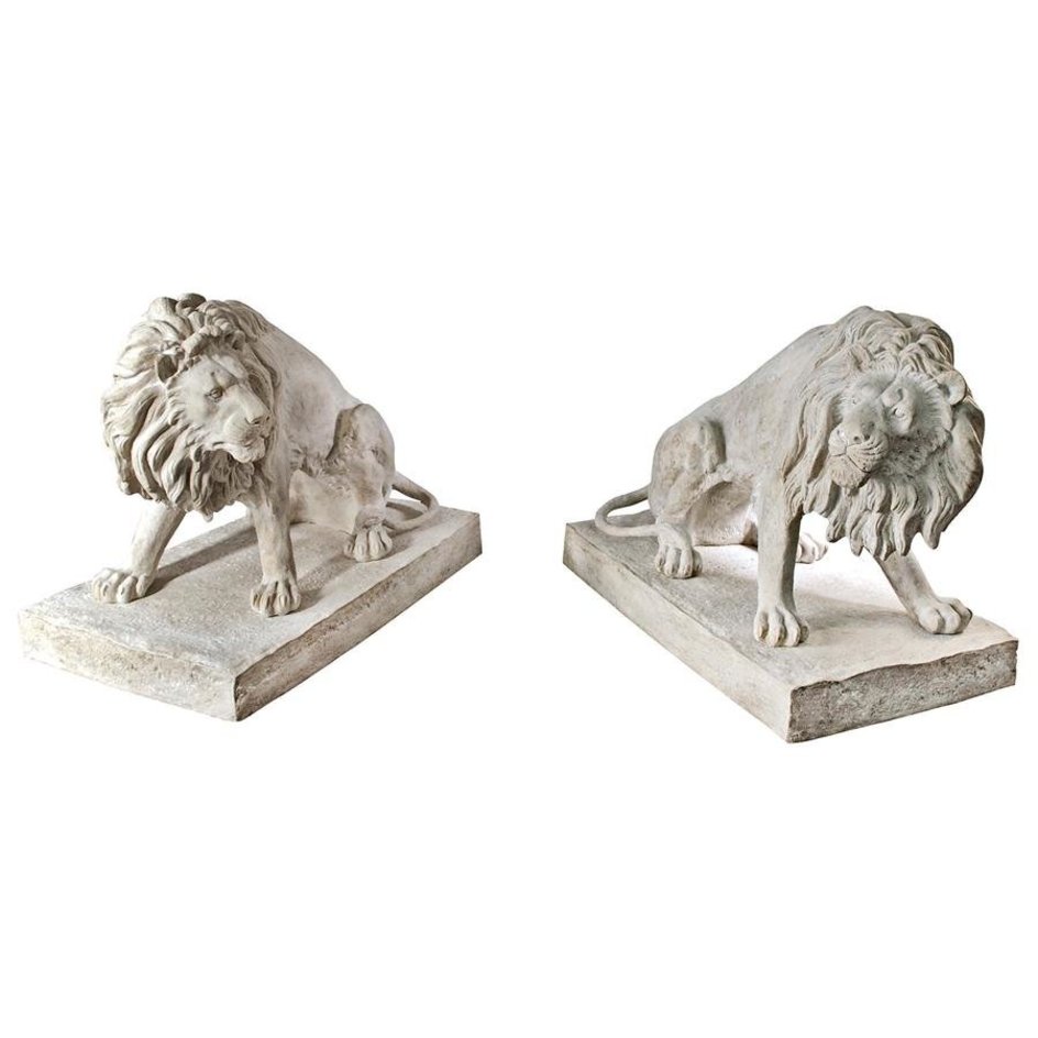 images Design Toscano Kingsbury Garden Giant Lion Sentinel Statues: Set of Two NE920307 - Image 1