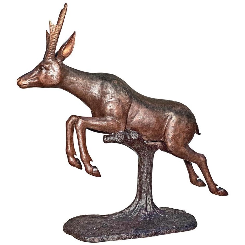 images Design Toscano Leaping Pronghorn Antelope Cast Bronze Garden Statue KW424 - Image 1