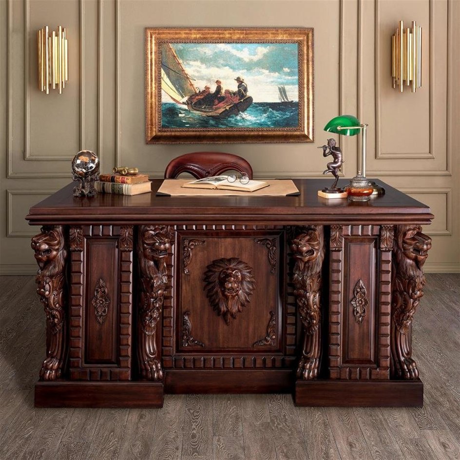 images Design Toscano Lord Raffles Lion Executive Desk AF57224 - Image 1