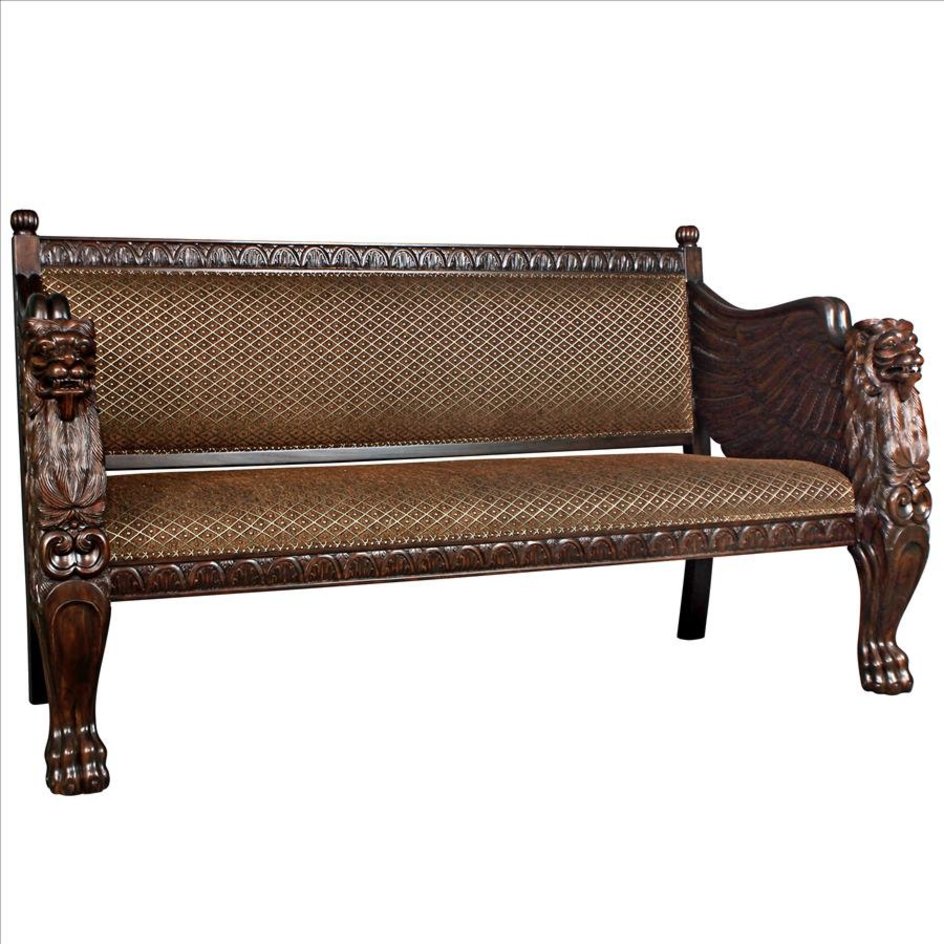 images Design Toscano Lord Raffles Winged Lion Settee Bench AF51251 - Image 1