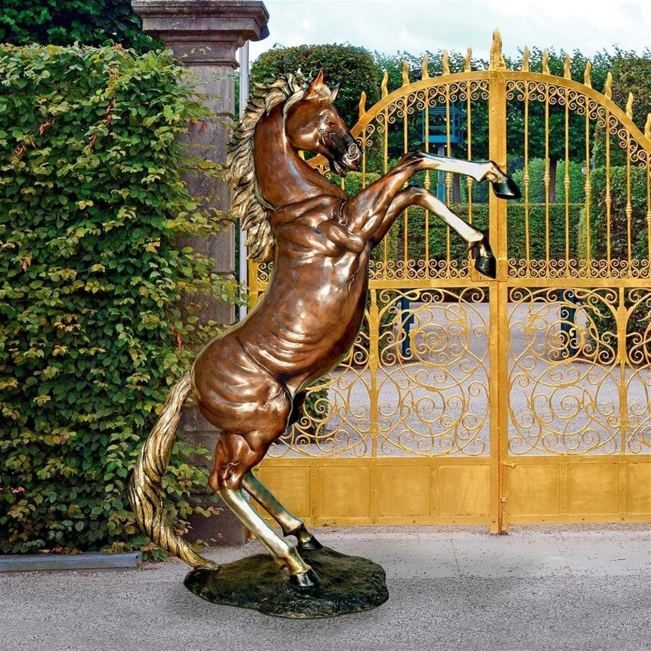 images Design Toscano Majestic Spirit, Rearing Horse Cast Bronze Garden Statue: Right KW76431 - Image 1