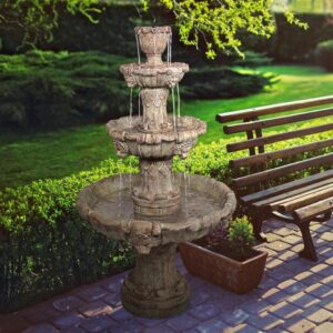 design-toscano-medici-lion-four-tier-fountain-brown-stone-finish-ky2037