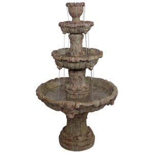 design-toscano-medici-lion-four-tier-fountain-brown-stone-finish-ky2037