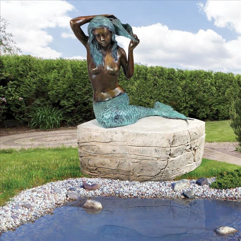 images Design Toscano Mermaid of the Isle of Capri Piped Bronze Garden Statue: Large SU4030 - Image 1