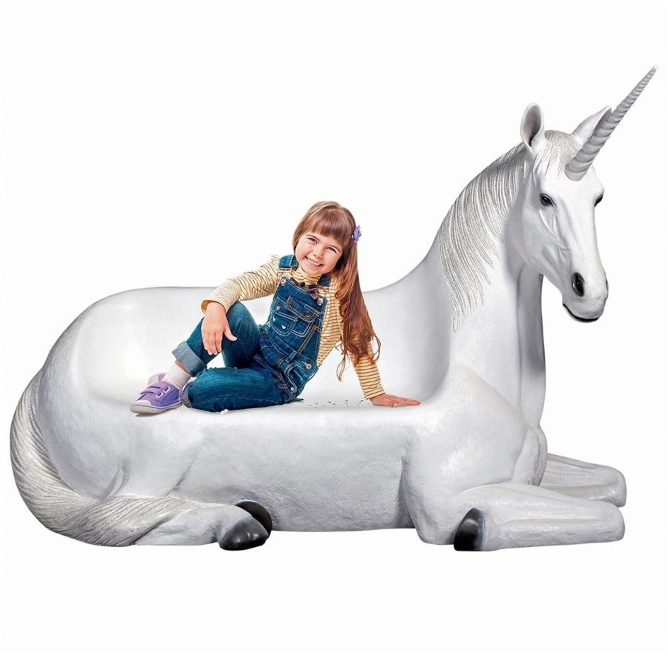 images Design Toscano Mystical Horned Unicorn Photo Op Sculptural Bench NE140001 - Image 1