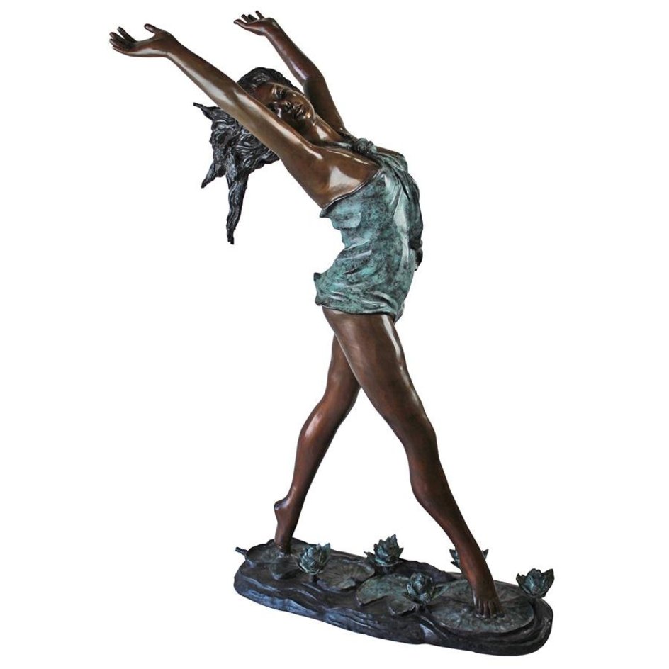 images Design Toscano Nymph Dancing on Lilies Cast Bronze Garden Statue KW29420 - Image 1
