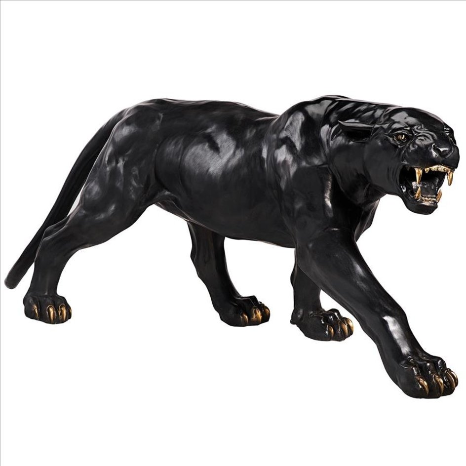images Design Toscano Panther Predator Black Jaguar Cast Bronze Garden Statue PB1194 - Image 1
