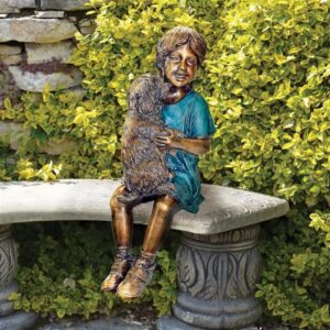 design-toscano-puppy-kisses-sitting-girl-cast-bronze-garden-statue-pn6570