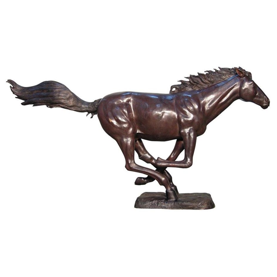 images Design Toscano Racing the Wind, Running Horse Cast Bronze Garden Statue KW74324 - Image 1