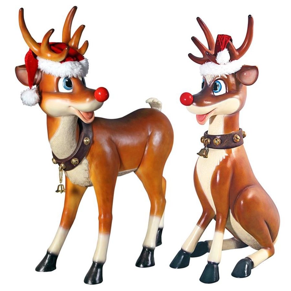 images design-toscano-santa-christmas-red-nosed-reindeer-statues-set-of-two-large-ne980087