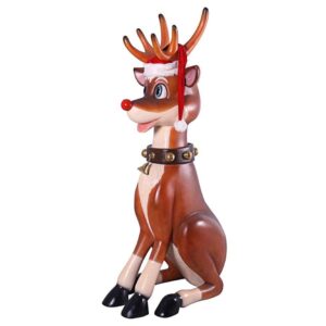 design-toscano-santa-red-nosed-christmas-reinder-statue-sittng-giant-ne140003