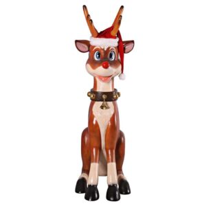 design-toscano-santa-red-nosed-christmas-reinder-statue-sittng-giant-ne140003