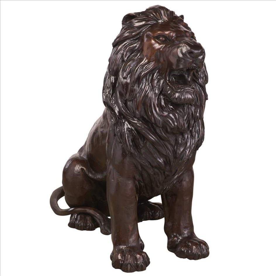 images Design Toscano Sentinel Lion Cast Bronze Garden Statue: Left DK25051 - Image 1