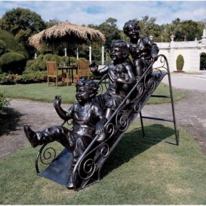 design-toscano-sliding-into-summer-children-playing-garden-statue-ky1167