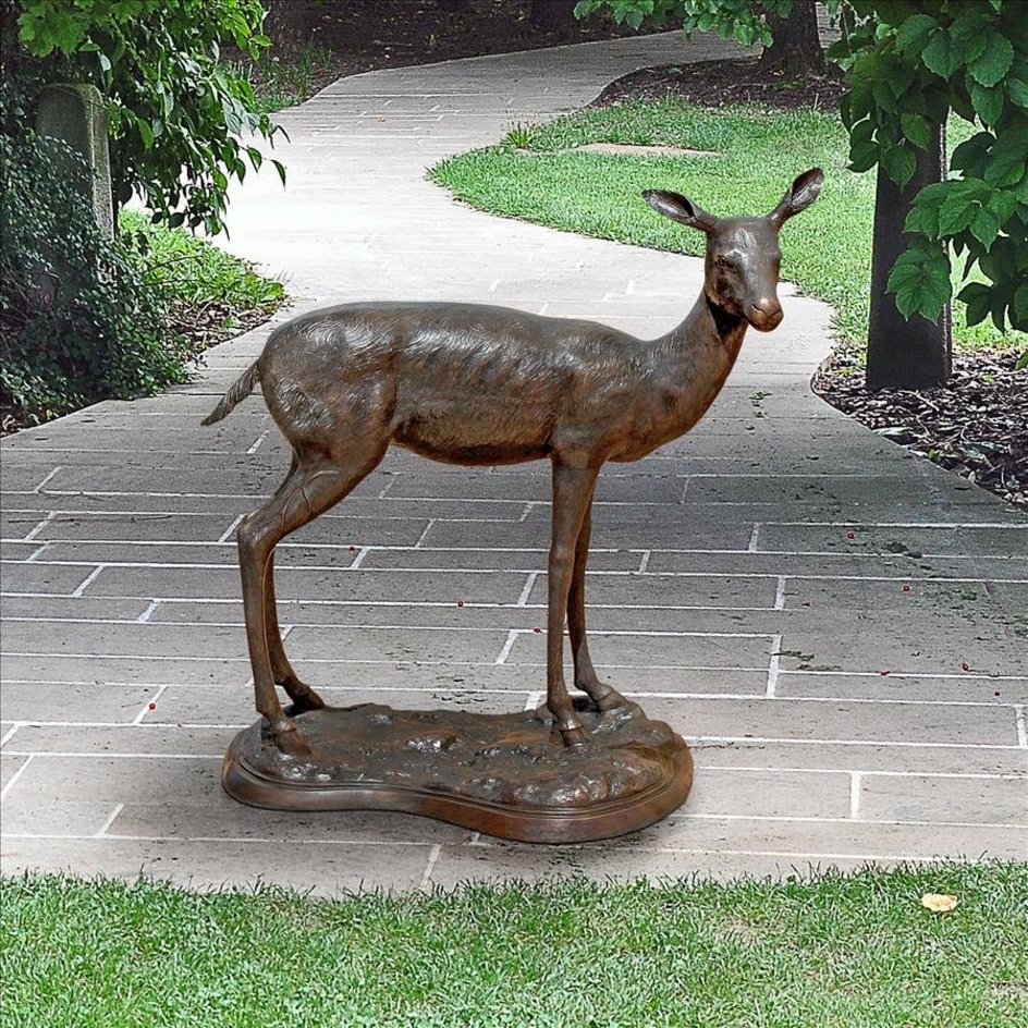 images Design Toscano Standing Mother Doe Deer Cast Bronze Garden Statue AS223681 - Image 1