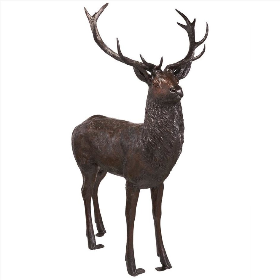 images Design Toscano Standing Stag Deer Cast Bronze Garden Statue DK26831 - Image 1