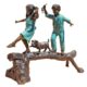 Design Toscano The Adventure, Boy and Girl on Log Cast Bronze Garden Statue PN7064 - Image 2