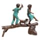 Design Toscano The Adventure, Boy and Girl on Log Cast Bronze Garden Statue PN7064 - Image 3