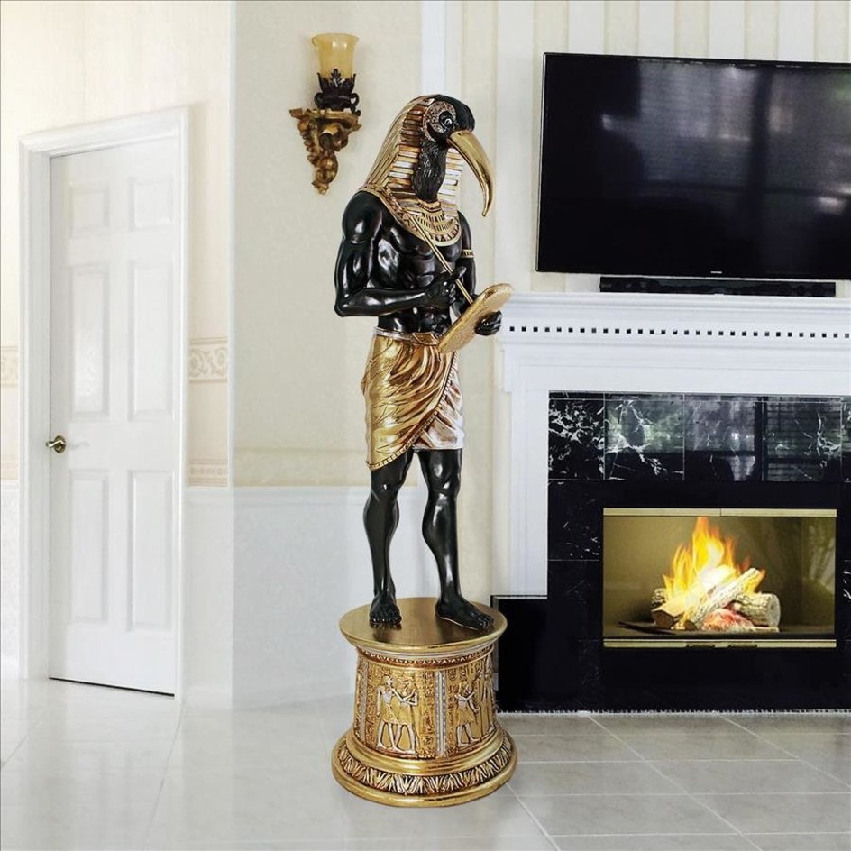 images design-toscano-the-egyptian-grand-ruler-collection-life-size-thoth-statue-atop-a-temple-column-mount-ne23862